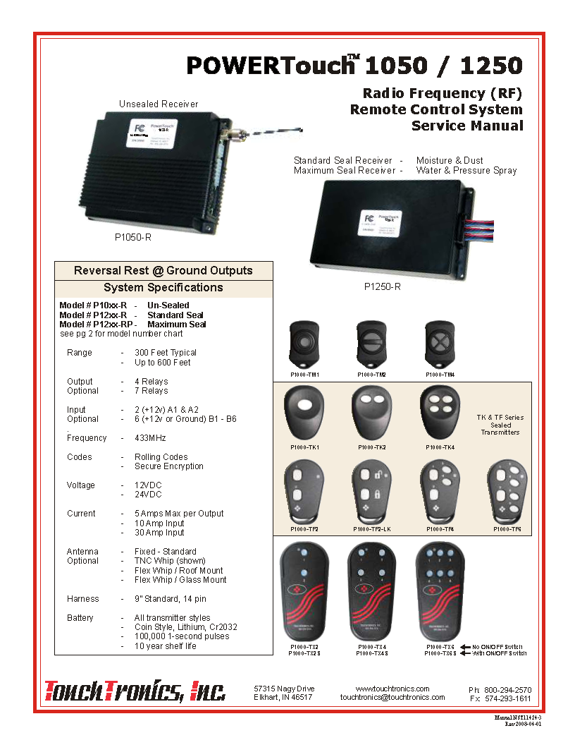 P1050 / P1250 PowerTouch Rev 080401